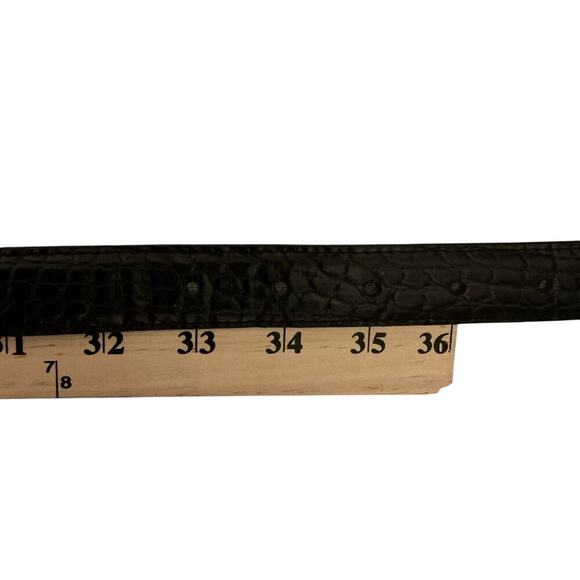 Brighton Vintage Style Black Croc Embossed Leather Belt Silver Buckle Size 34 - Picture 4 of 9